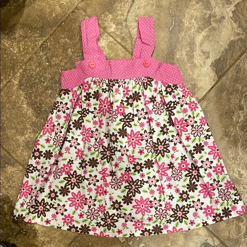 Patsy Aiken Pink and Black Square Neck Sundress